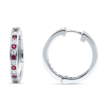 Minimalist Huggie Hoop Earrings Simulated Ruby 925 Sterling Silver Wholesale